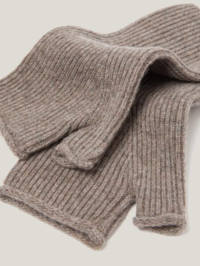 Wool Cashmere Blend Mittens Oatmeal Women Jigsaw Hats and Gloves