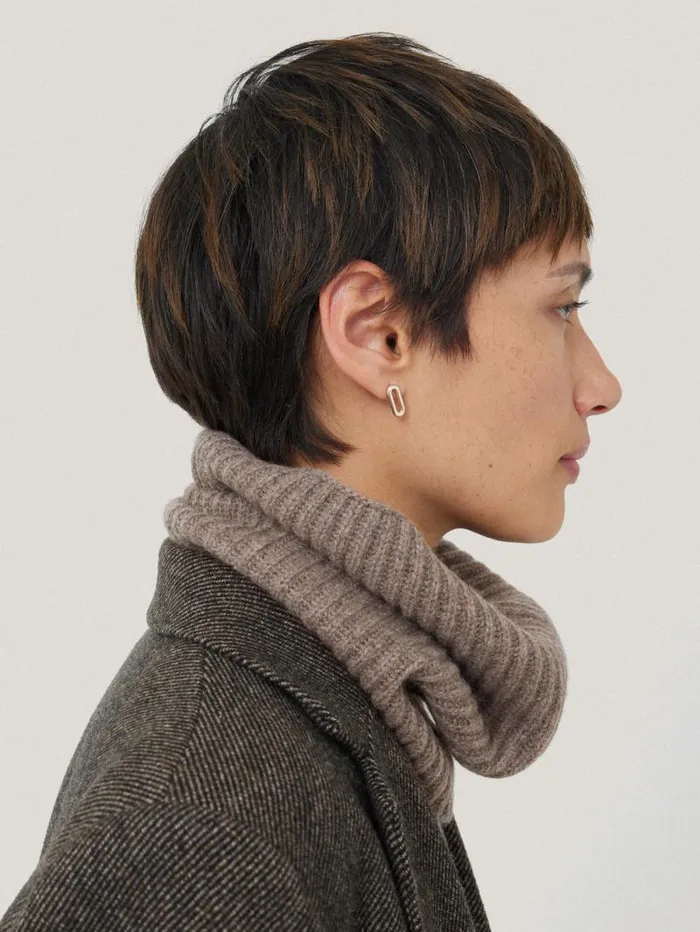 Wool Cashmere Blend Snood Oatmeal Women Jigsaw Knitwear and Cashmere