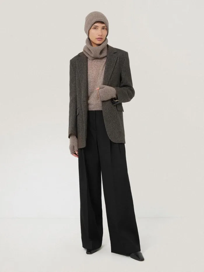 Wool Cashmere Blend Snood Oatmeal Women Jigsaw Ponchos and Scarves