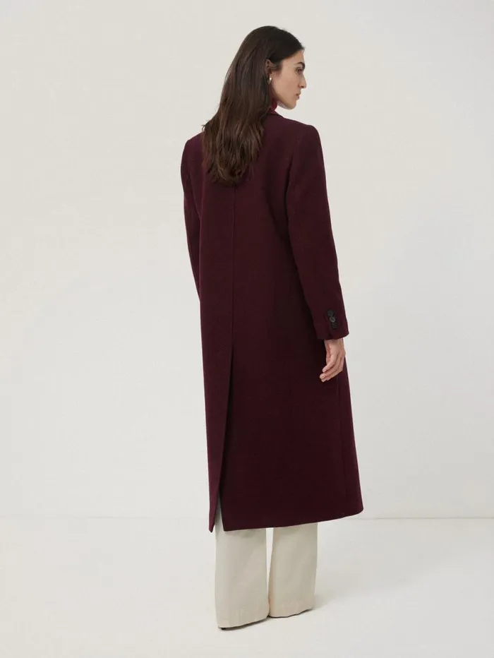 Wool Double Breasted Overcoat Burgundy Women Jigsaw Coats and Jackets