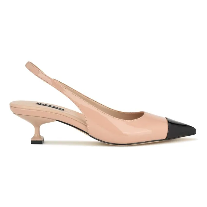 Workit Pointy Cap Toe Slingbacks Light Natural Patent Women Nine West Heels