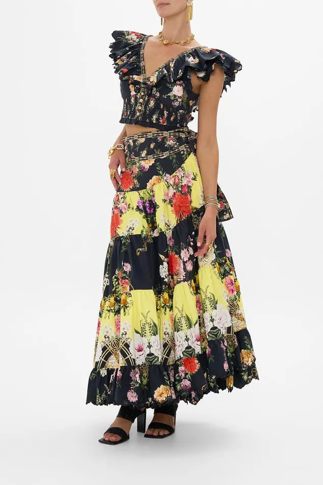 WRAP SKIRT WITH GATHERED PANELS ADORNED IN ALEXANDRIA Adorned In Alexandria Womens Camilla Skirts