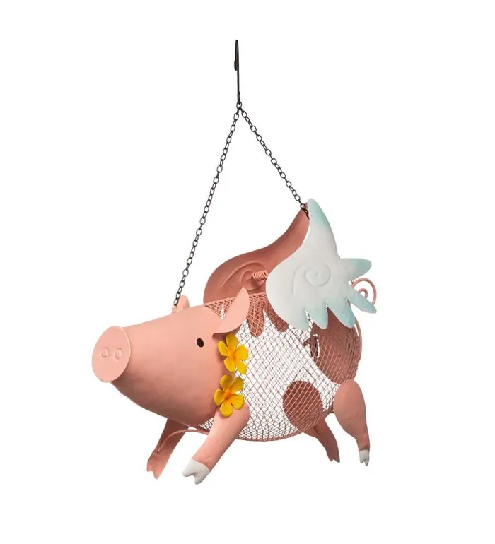 Yard and Garden Flying Pig Mesh Bird Feeder With Hanging Chain Plow and Hearth Online