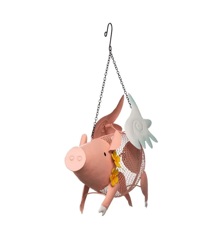 Yard and Garden Flying Pig Mesh Bird Feeder With Hanging Chain Plow and Hearth Online
