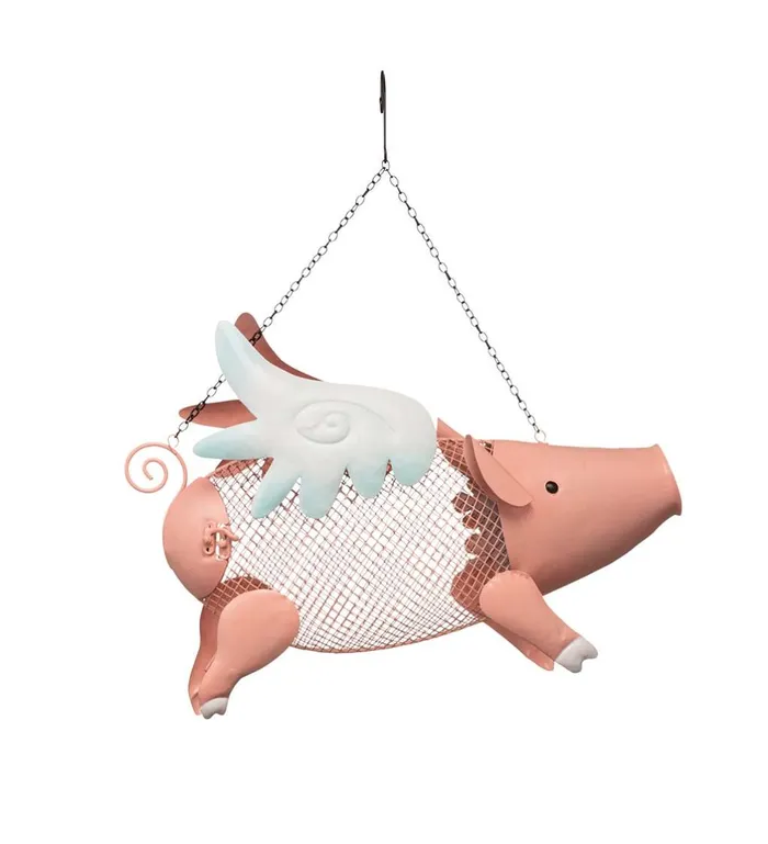 Yard and Garden Flying Pig Mesh Bird Feeder With Hanging Chain Plow and Hearth Online