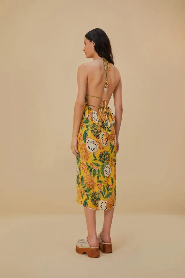 Yellow Biriba Sleeveless Midi Dress Women FARM Rio Midi Dresses
