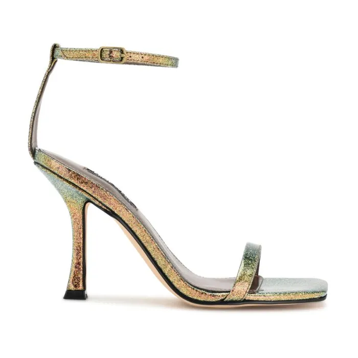 Yess Ankle Strap Sandals Bronze Glitter Women Nine West Heels