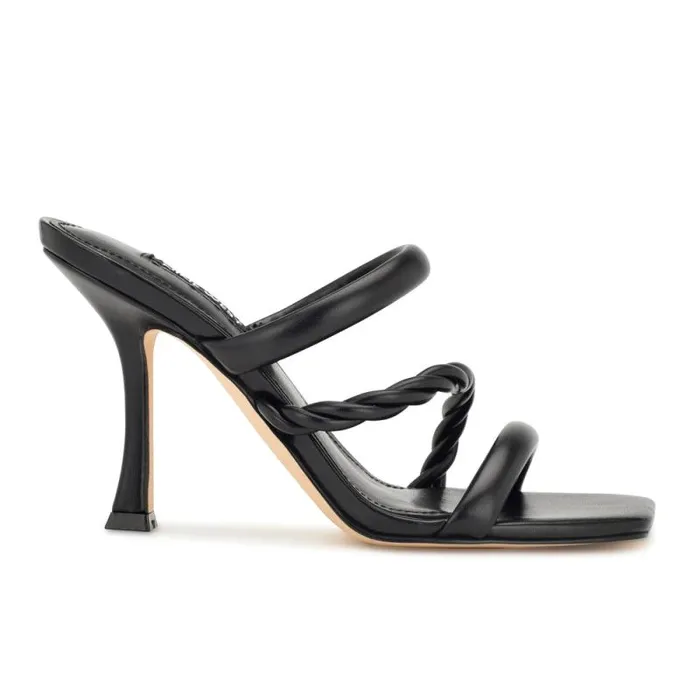 Yester Heeled Slide Sandals Black Women Nine West Sandals