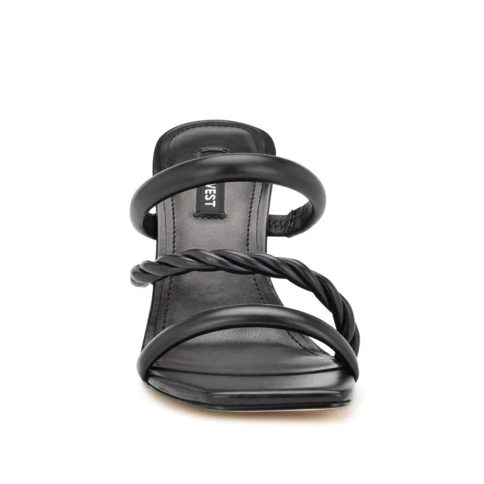 Yester Heeled Slide Sandals Black Women Nine West Sandals