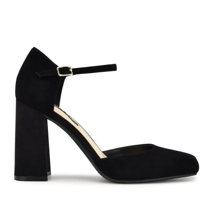 Youda Ankle Strap Pumps Black Women Nine West Heels