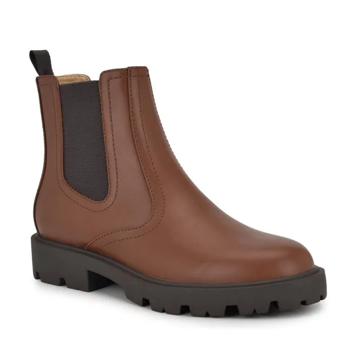 Yullon Lug Sole Chelsea Booties Dark Brown Women Nine West Boots and Booties